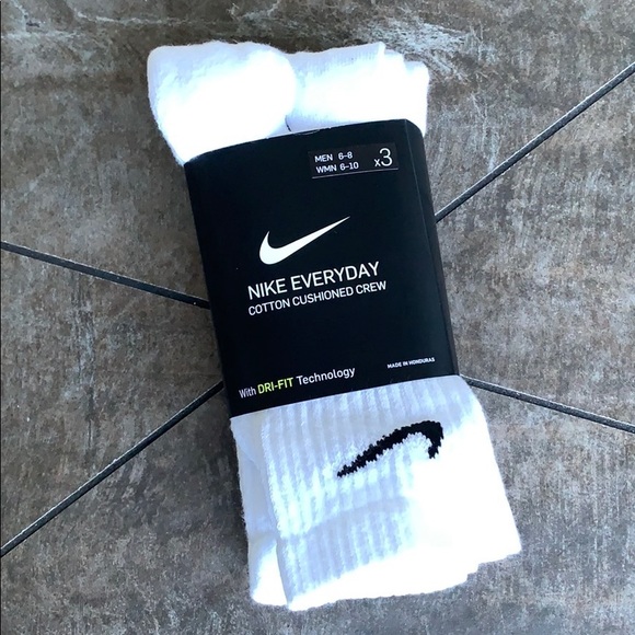 NIKE EVERYDAY COTTON CUSHIONED CREW WMNS SOCKS 3 pairs socks set - Picture 1 of 16